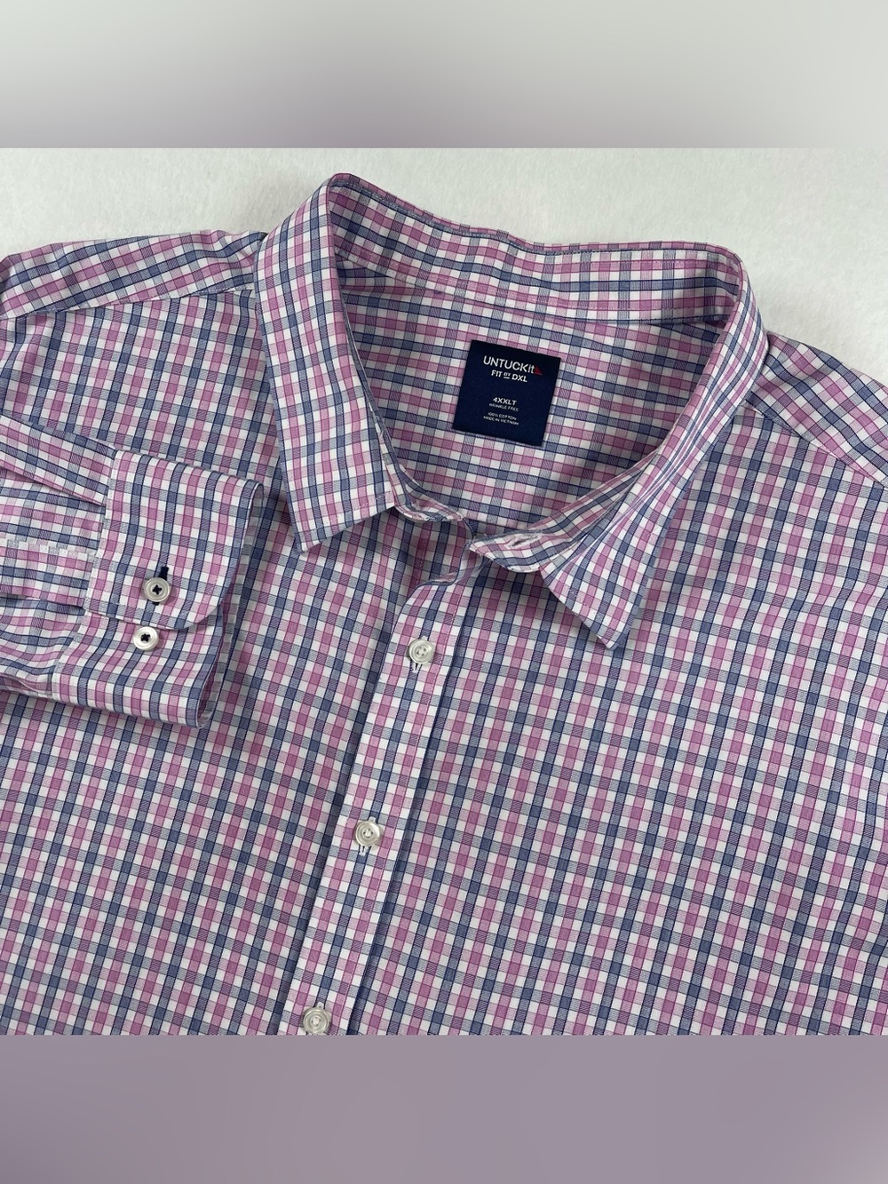 UNTUCKit Shirt Mens 4XLT Pink Gingham Long Sleeve Button Up Wrinkle Free DXL